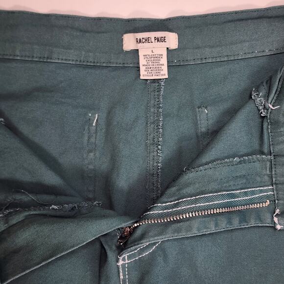 Rachel Paige Green Cargo Pants Women L Utility Wide Leg Workwear - Picture 8 of 10